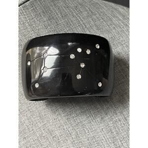 Rhinestone Horoscope Cuff Bangle Bracelet Black Acrylic Hippie Boho Astrology